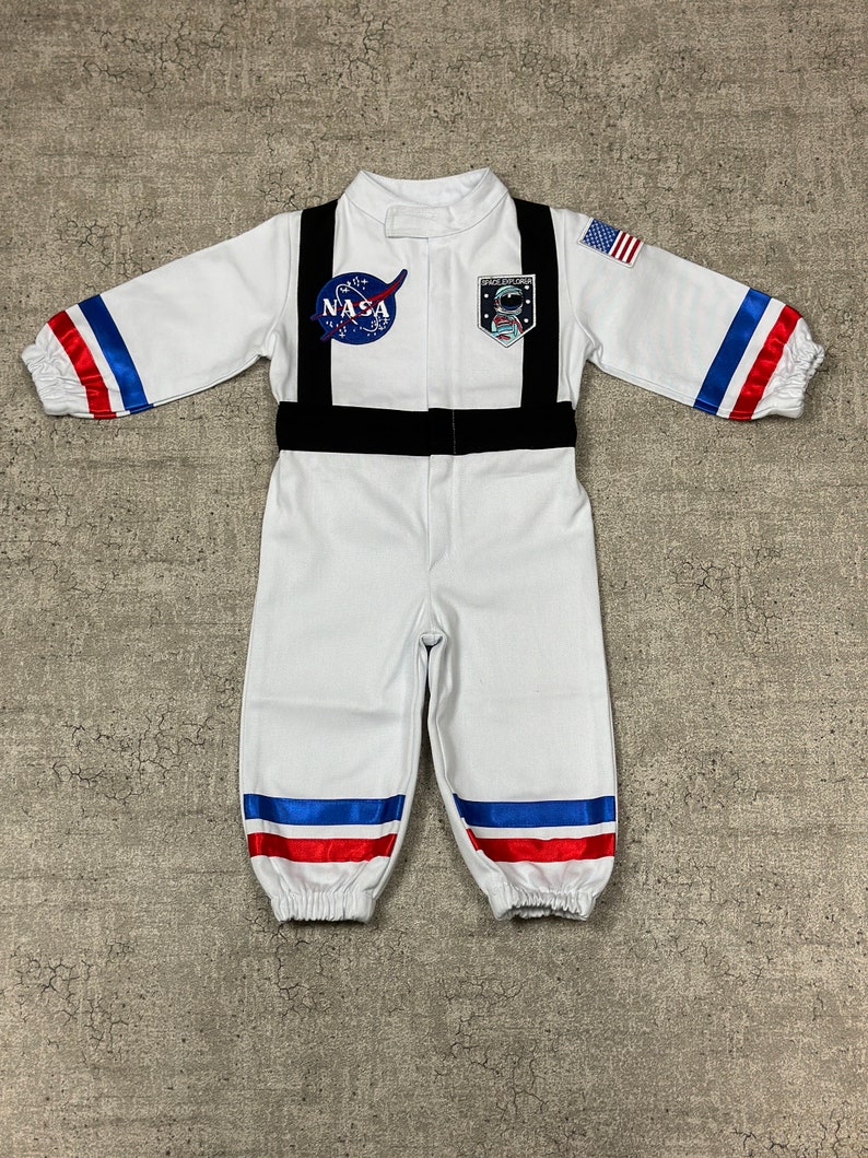 Personalized White Long Astronaut Kids Costume Space Baby Jumpsuit Toddler Space Themed Birthday Party Suit Astronaut Themed Outfit image 6