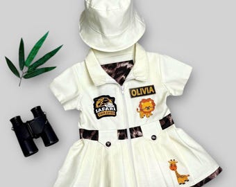 Personalized Safari Dress for Toddlers, Wild One Birthday Dress, Girls Safari Costume, 2nd Birthday Outfit