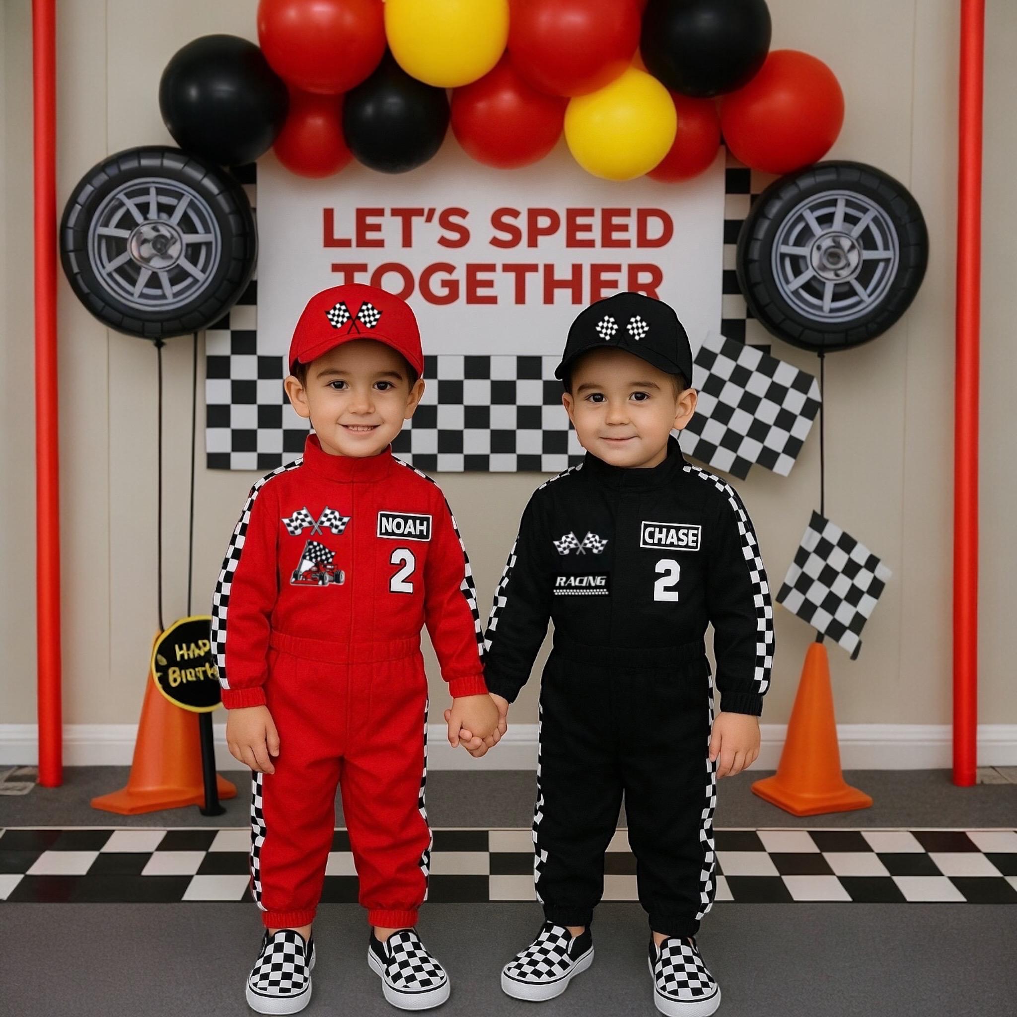 Racing Birthday Outfit for Boys  - Custom Named Race Car Costume - Halloween Costume - Two Fast Birthday Outfit - 1st Birthday Gift