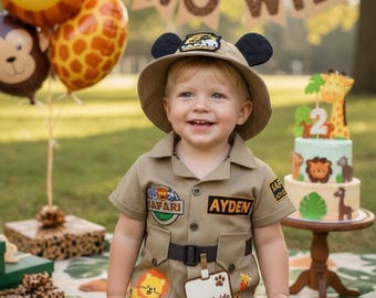 Personalized Toddler Safari Jumpsuit, Wild One Birthday Costume