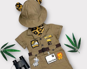 Personalized Safari Outfit for Toddler - Kids Safari Jumpsuit- Wild One Birthday Suit - Halloween Baby Costume