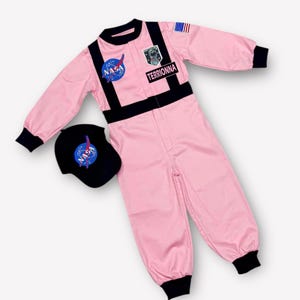 Pink Custom Personalized Astronaut Costume - Space Birthday Party Outfit for Girls - 1st Birthday Gift - Light Pink Space Explorer Suit