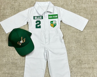 Custom Caddy Costume 1st Class Quality Outfit Personalized Unisex Golf Suit 1st Birthday Gift PhotoProps christmas Costume Golf Jumpsuit