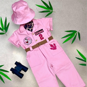 Pink Dinosaur Concept Safari Costume for Adventurer Kids - Two Rex Birthday Party - Halloween Costume - Dinosaur Birthday Baby Outfit