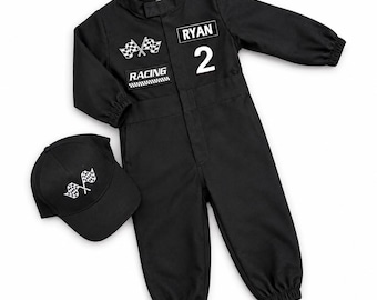 Personalized Black Racing Outfit - Race Car Driver Costume - Fast One Birthday Suit
