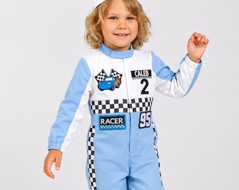 Disfraz de coche de carreras para niños pequeños - Traje de cumpleaños de coche de carreras - Mono de carreras para niños - Disfraz de Halloween