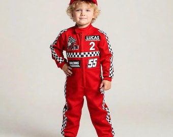 Personalized Race Car Costume for Toddler - Fast One Birthday - Kids Racing Jumpsuit - Baby Racer Suit