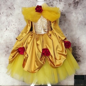 Beauty and the Beast Costume Princess Belle Sparkle Birthday Dress Enchanting Princess Belle Halloween Costume Baby Girl Special Occassion image 5