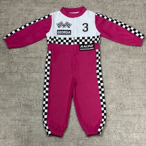 Adorable Pink Race Car Baby Costume Unique Baby Racer Outfit Fast Halloween Dress-Up Speedy Birthday Suit Fast One Jumpsuit zdjęcie 6