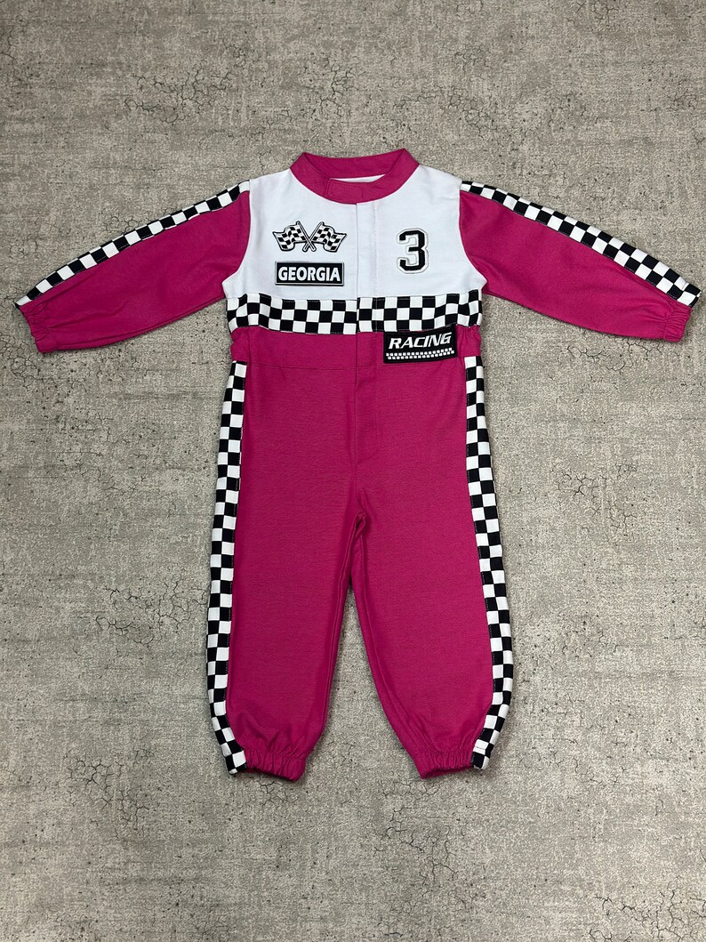 Adorable Pink Race Car Baby Costume Unique Baby Racer Outfit Fast Halloween Dress-Up Speedy Birthday Suit Fast One Jumpsuit zdjęcie 6