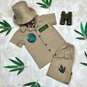 Toddler T-Rex Jumpsuit Dinosaur Explorer Outfit - Fun Jurassic Concept for Halloween & Birthday Outfit - Kids Dinosaur Explorer Jumpsuit