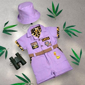 Lilac Fancy Safari Costume for Adventurer Kids - Baby Safari Outfit - Halloween Costume - Wild One Birthday - Kids Safari Jumpsuit