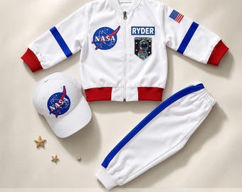 Chaqueta de astronauta personalizada para niños - Traje espacial para Halloween - Disfraz de la NASA para niños pequeños