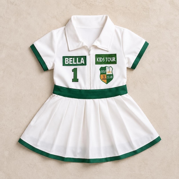 green and white golf dress Custom Caddy - Outfit for Girl - Baby Golf Costume Olaya sport