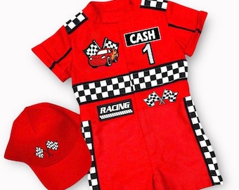 Two Fast One Birthday Suit - Race Car Birthday Toddler Costume - Kids Racing Jumpsuit