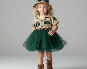 Personalized Dinosaur Safari Dress – Kids Safari Costume – Three Rex Birthday – Halloween Costume