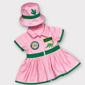 女の子用恐竜バースデー衣装 - 幼児用カスタム恐竜探検ドレス - サファリコスチューム - ハロウィン恐竜コスチューム - ジュニアレンジャースーツ