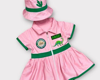 Personalized Dinosaur Safari Dress – Kids Safari Costume – Three Rex Birthday – Halloween Cosplay