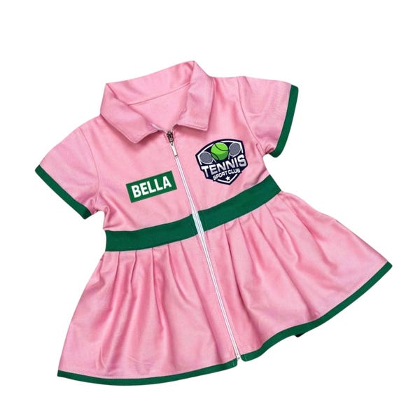 pink and green tennis dress Pink And Green Scalloped Collar Lycra Tennis Dress Size 2T main image 1