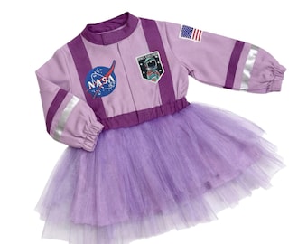 Lilac Astronaut Tutu Dress for Girls – Personalized Space Outfit – Two The Moon Birthday