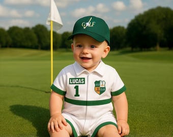 Personalized Toddler Golf Costume, Kids Caddie Outfit, Hole In One Birthday