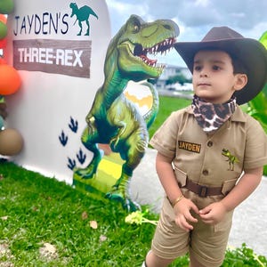 Paleontologist Costume - Dinosaur Explorer Outfit Kids - 1st Birthday Dinosaur Birthday Jumpsuit - Halloween Costume - T-rex Dinosaur Suit