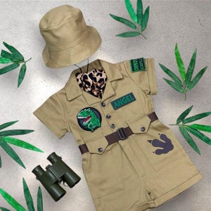Toddler T-Rex Jumpsuit Dinosaur Explorer Outfit - Fun Jurassic Concept for Halloween & Birthday Outfit - Kids Dinosaur Explorer Jumpsuit