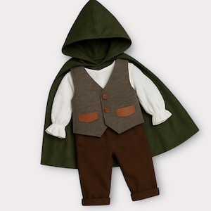Middeleeuws kostuum voor peuters voor jongens - babypakje ringdrager - bosgroene mantel - halloween-cosplay