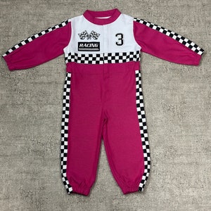 Adorable Pink Race Car Baby Costume Unique Baby Racer Outfit Fast Halloween Dress-Up Speedy Birthday Suit Fast One Jumpsuit zdjęcie 9