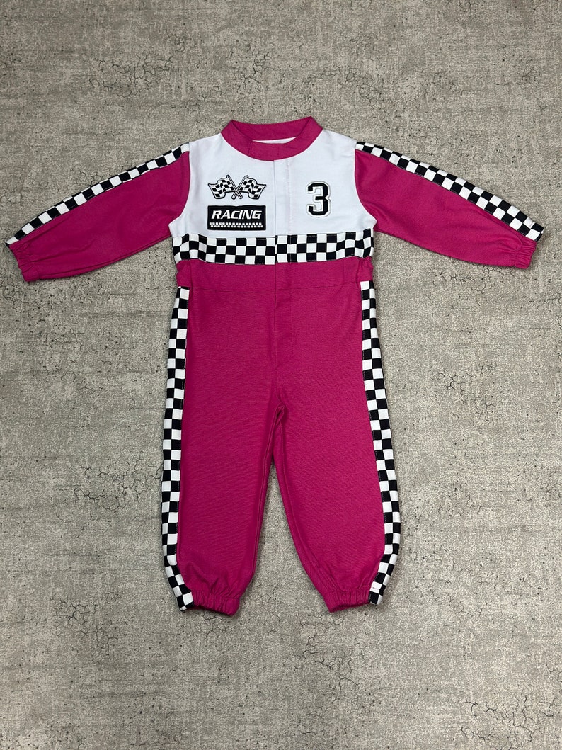 Adorable Pink Race Car Baby Costume Unique Baby Racer Outfit Fast Halloween Dress-Up Speedy Birthday Suit Fast One Jumpsuit zdjęcie 9