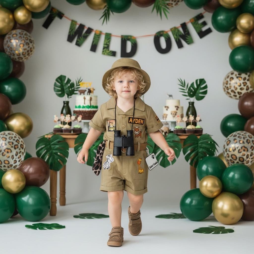 Robe Photo Nouveau-né Thème Jungle EFOGEP Costume De Safari De La Jungle Pour Bébé Fille - Tenue De Fête D Robe Tulle Volants Fête Enfant
