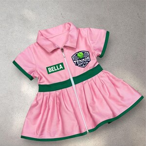 Personalized Baby Tennis Dress - Pink Toddler Tennis Outfit with Name - Custom Sport Club Costume for Girls - Tennis Birthday Gift