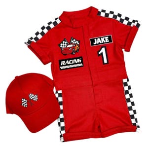 Fast One Birthday Suit - Race Car Birthday Toddler Costume - Kids Racing Jumpsuit - Halloween Costume