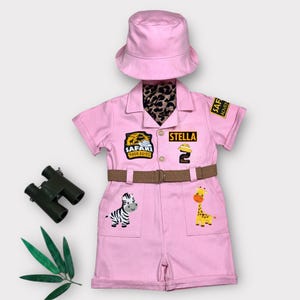 Personalisiertes Safari Outfit für Baby & Kleinkind Mädchen – Wild One Birthday Safari Outfit – Halloween Kinderkostüm – Baby Safari Overall