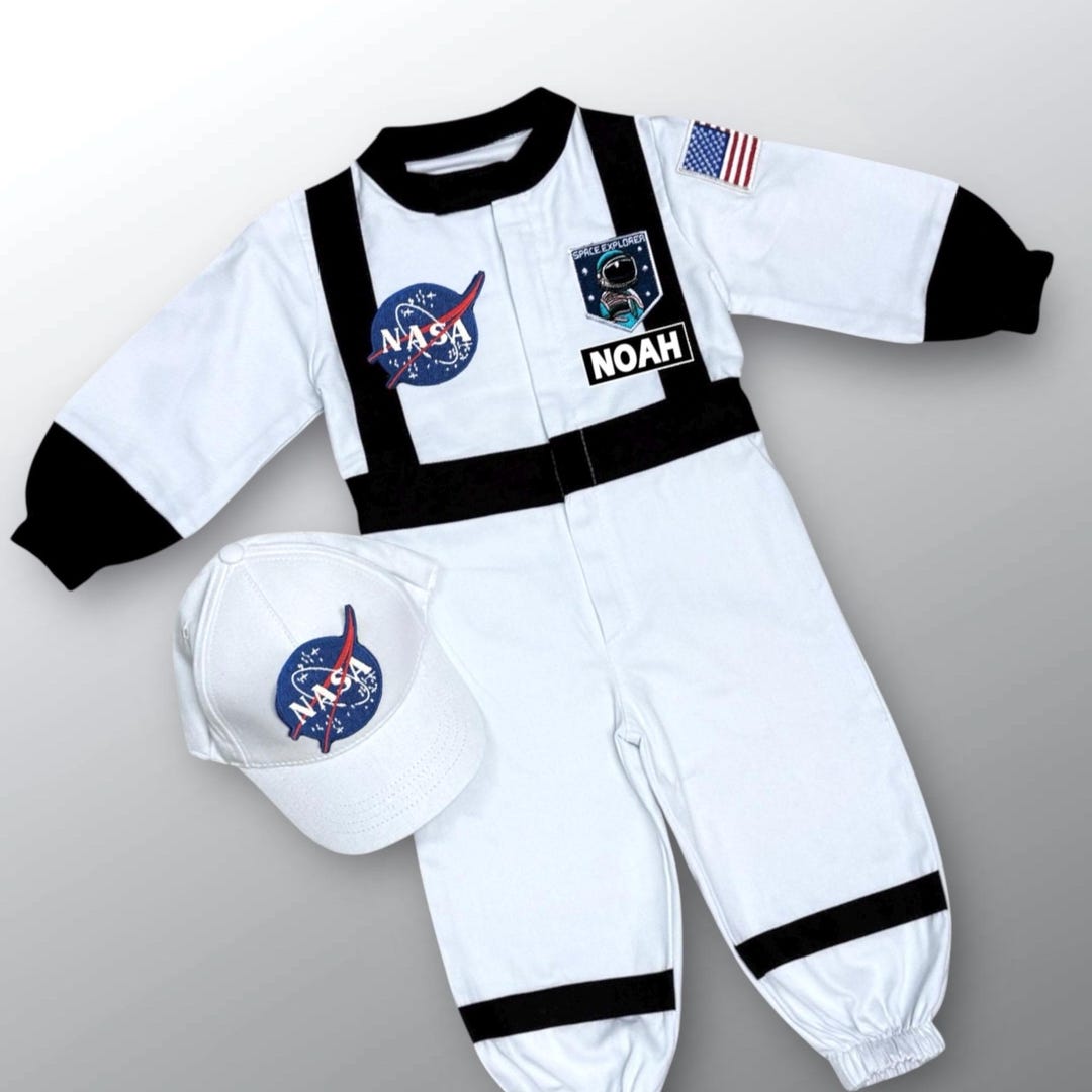 Custom Kids Astronaut Costume - White Space Jumpsuit for Birthday or ...