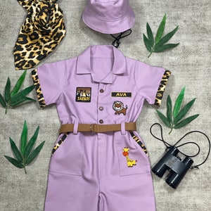 Lilac or Light Pink Fancy Safari Costume for Adventurer Kids - Jungle Girl Concept for Photo Props - Halloween Costume