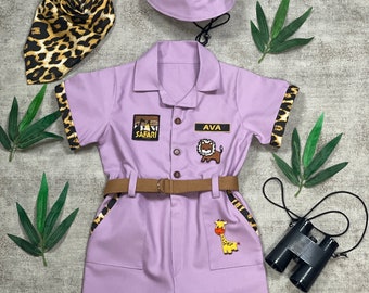 Lilac or Light Pink Fancy Safari Costume for Adventurer Kids - Jungle Girl Concept for Photo Props - Halloween Costume