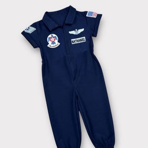 Personalized Thunderbirds-Inspired Kids Flight Suit - U.S. Pilot Uniform - Navy Blue Pilot Costume - Baby Pilot Outfit - Halloween Costume