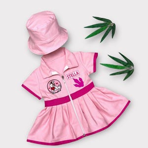 ファンシーなピンクの恐竜コンセプトの冒険好きの子供用サファリコスチューム - 2レックスの誕生日パーティー - ハロウィンコスチューム - 恐竜の誕生日ベビードレス