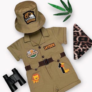 Benutzerdefinierte Kleinkind Safari Outfit - Zwei wilde Geburtstag Safari Anzug - Kinder Safari Overall - 1. Geburtstag Fotoshooting - Halloween Safari Kostüm