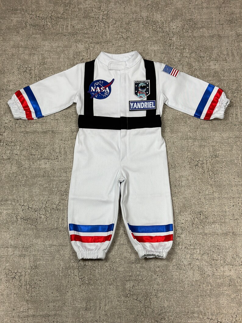 Personalized White Long Astronaut Kids Costume Space Baby Jumpsuit Toddler Space Themed Birthday Party Suit Astronaut Themed Outfit image 8