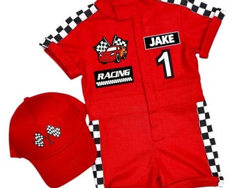 Fast One Birthday Suit - Race Car Birthday Toddler Costume - Kids Racing Jumpsuit - Halloween Costume