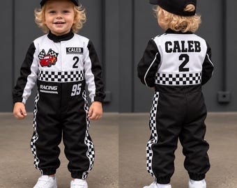 Fast One Birthday Suit - Race Car Birthday Toddler Costume - Kids Racing Jumpsuit - Halloween Costume