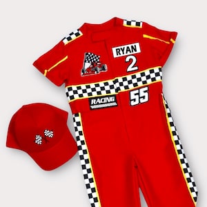 Personalized Race Car Driver Costume for Kids – Two Fast Birthday Outfit - 1st Birthday Gift - Halloween Race Car Suit