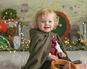 Toddler Medieval Costume for Boys - Ring Bearer Baby Suit - Woodland Green Cloak - Halloween Cosplay