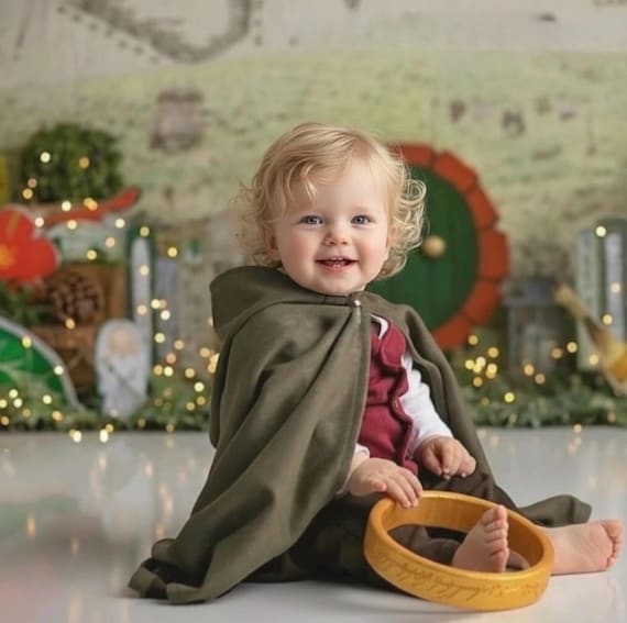 Toddler Medieval Costume for Boys - Ring Bearer Baby Suit - Woodland Green Cloak - Halloween Cosplay