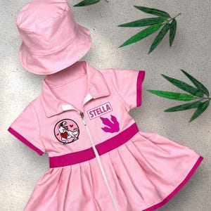 Fancy Pink Dinosaur Concept Safari Costume for Adventurer Kids - Two Rex Birthday Party - Halloween Costume - Dinosaur Birthday Baby Dress