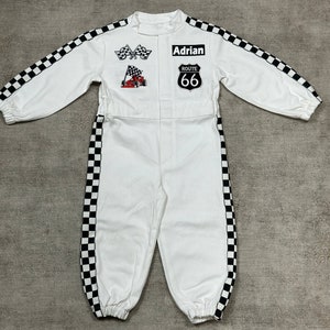 White Racing Suit Custom Personalized-Fast One Birthday Suit-Race Car Birthday-Two Fast Birthday Custom Race Suit-Halloween Costume image 8