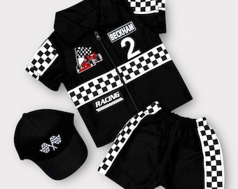Racing Birthday Outfit for Boys  - Racing Shirt and Shorts Suit - Custom Named Race Car Costume - Halloween Costume - Fast One Birthday