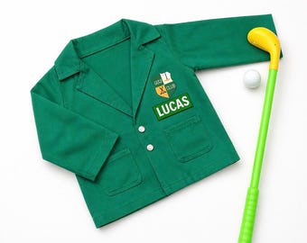 Disfraz de golf para bebé – Traje de cumpleaños "Hoyo en uno" – Traje de caddie para niños – Chaqueta de golf verde